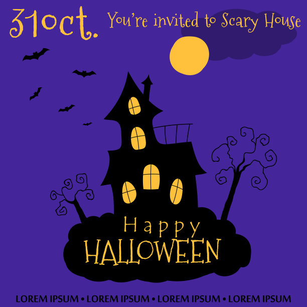 万圣节快乐邀请卡设计图片下载