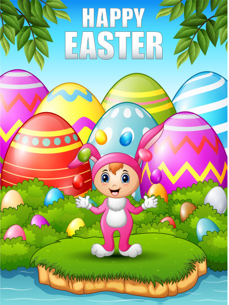 可爱的女孩穿着粉红色的兔子服装杂耍图片下载