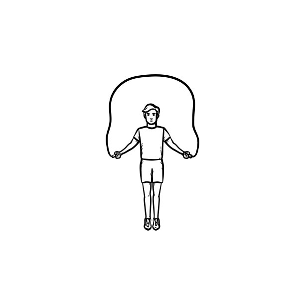 运动员跳绳手绘轮廓涂鸦图标图片下载