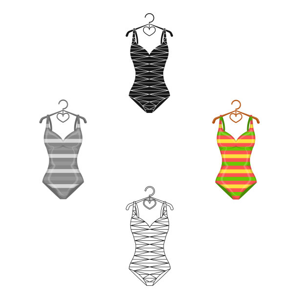 颜色鲜艳的条纹游泳衣图片下载