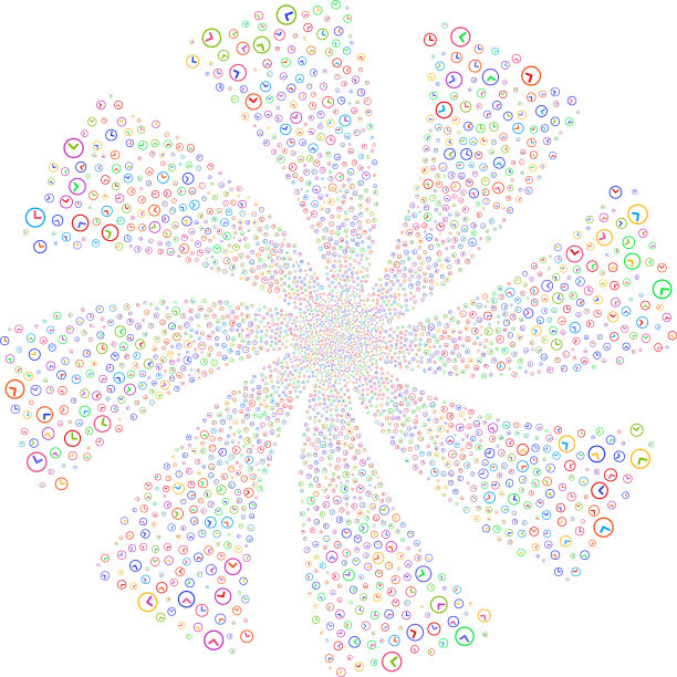 时钟烟花漩涡花图片下载