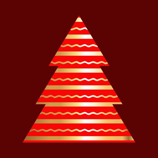 金色和红色的圣诞树图标图片下载