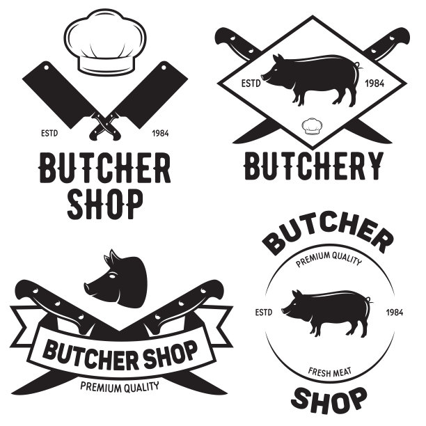 一套屠宰场标志模板屠宰场标签图片下载