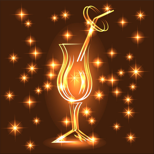 金色优雅的轮廓一杯饮料图片下载