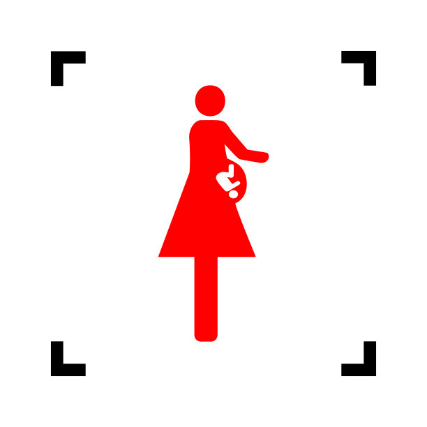 黑色背景中的妇女和婴儿红色标志图片下载