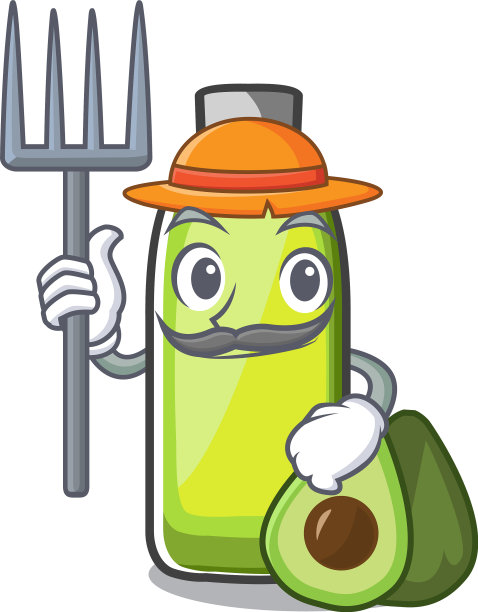 农夫袋牛油果油造型的吉祥物图片下载