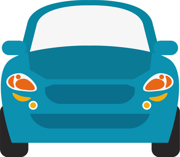 蓝色汽车前视图图标图像图片下载