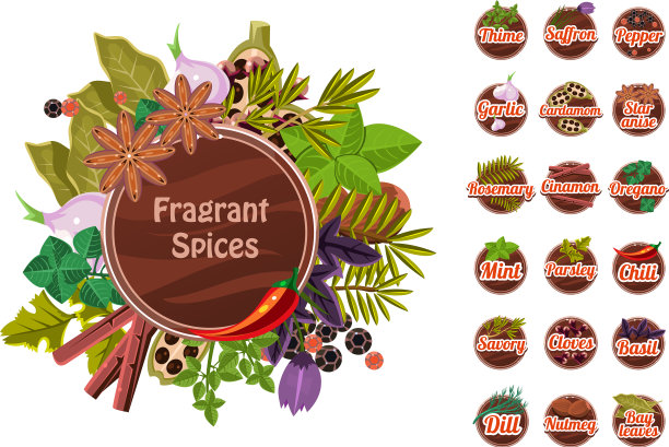芳香香料，百里香，藏红花，胡椒图片下载