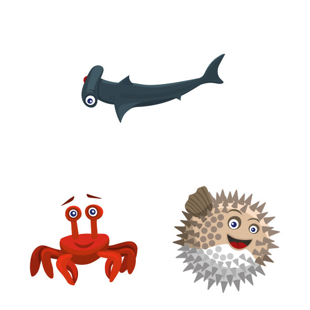 海洋和动物的标志集图片下载