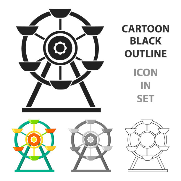 摩天轮图标在卡通风格孤立上图片下载