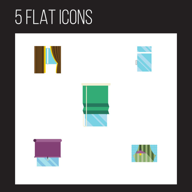 平面图标框套窗帘阳台清洁和图片下载