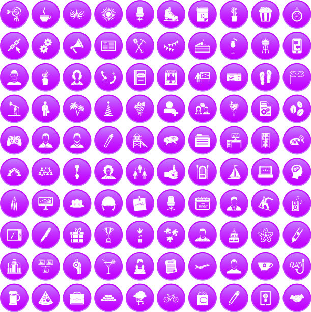 100个团队建设图标设置为紫色图片下载