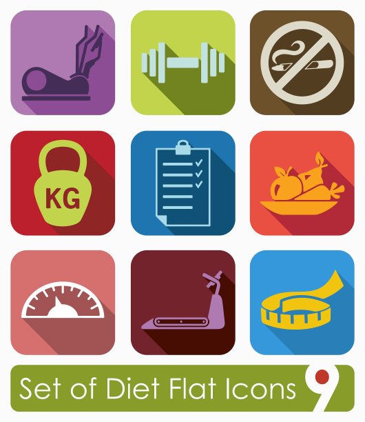 一组饮食图标图片下载