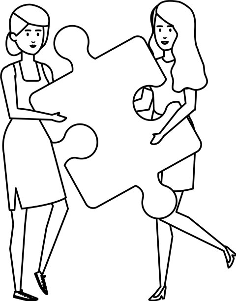 两个女孩在玩拼图游戏图片下载