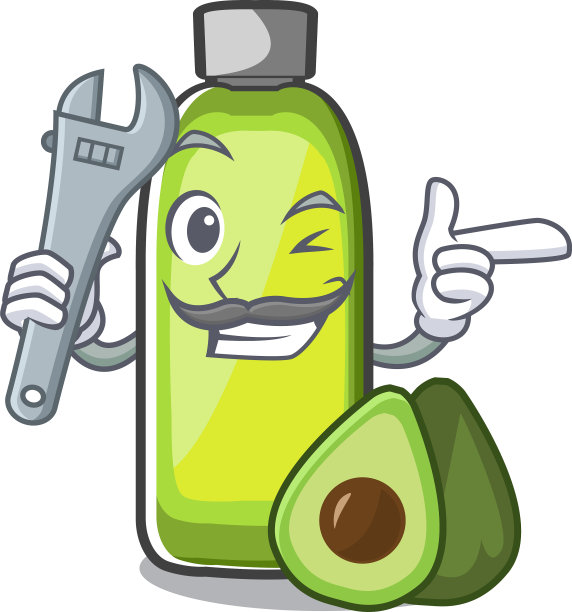 卡通碗里的机械鳄梨油图片下载