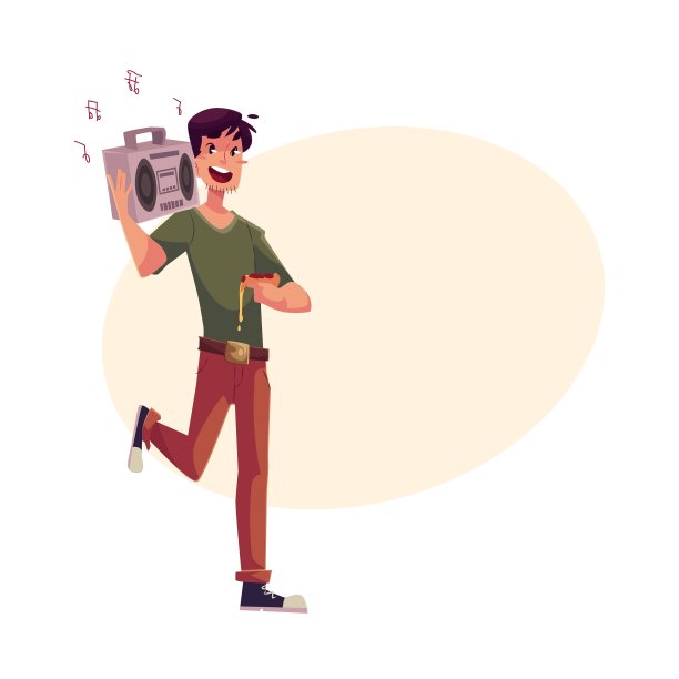 一个年轻人开着录音机在舞会上跳舞图片下载