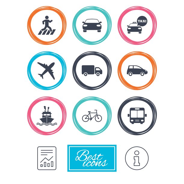 交通标志汽车、自行车、公共汽车和出租车标志图片下载