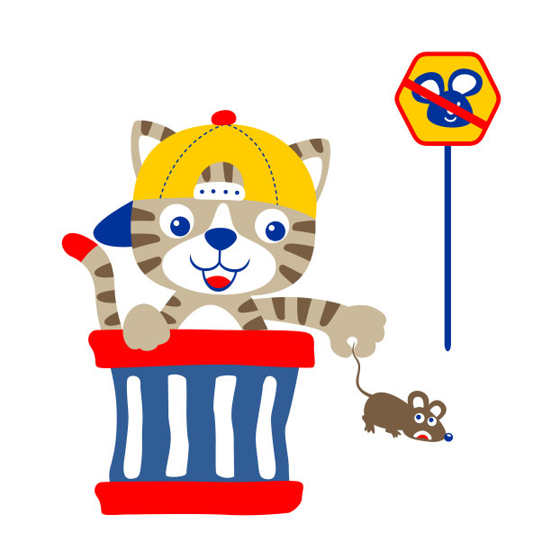 一个小猫抓小老鼠的卡通图片下载