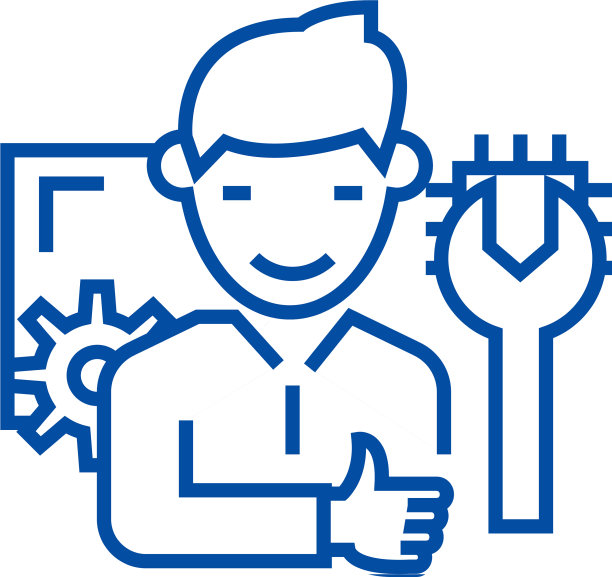 电脑技术员线图标概念电脑图片下载