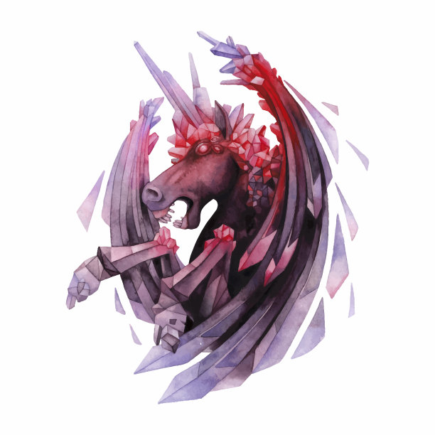 水彩水晶独角兽图片下载