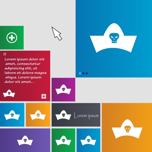 黑色海盗帽与骷髅和交叉骨头图标图片下载