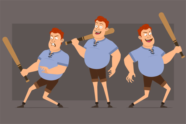 卡通红发胖男孩字符向量集图片下载