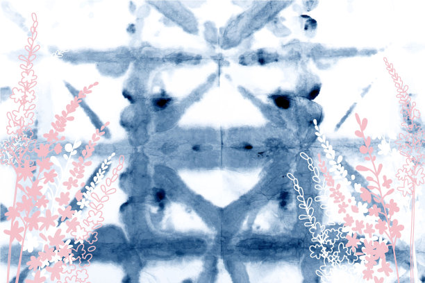 矢量靛蓝扎染抽象油墨背景。蓝色纹理手绘花卉图案。图片下载