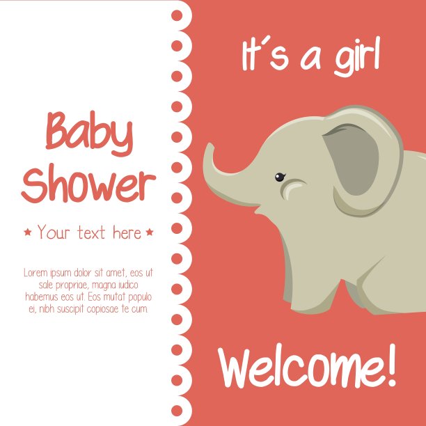 贺卡婴儿送礼大象可爱孤立图片下载