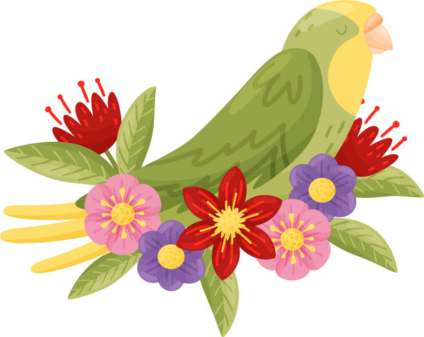 绿色的鹦鹉闭着眼睛坐在树枝上图片下载