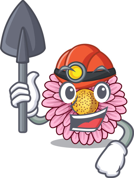 矿工非洲菊花孤立在卡通图片下载