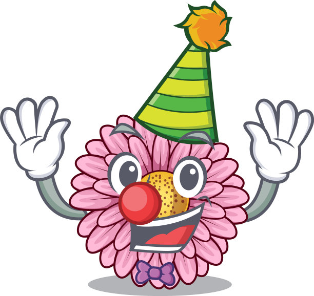 小丑非洲菊花在卡通形状图片下载