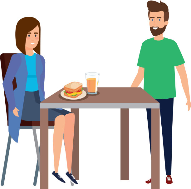 年轻夫妇在餐桌上吃饭图片下载