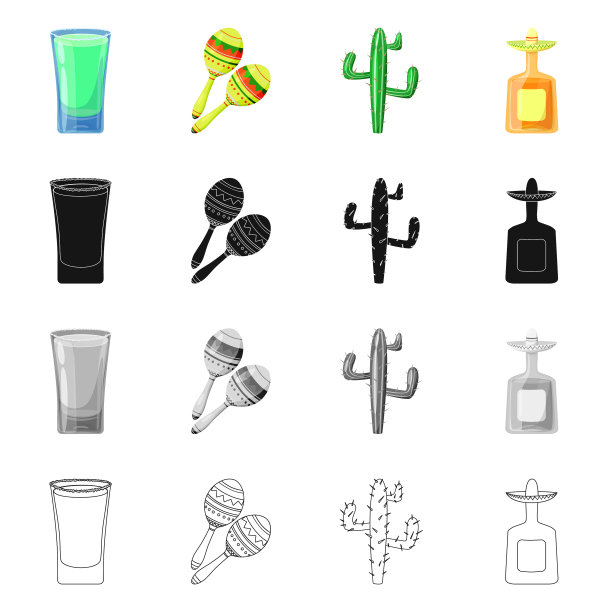 孤立对象的咖啡馆和拉丁符号集图片下载