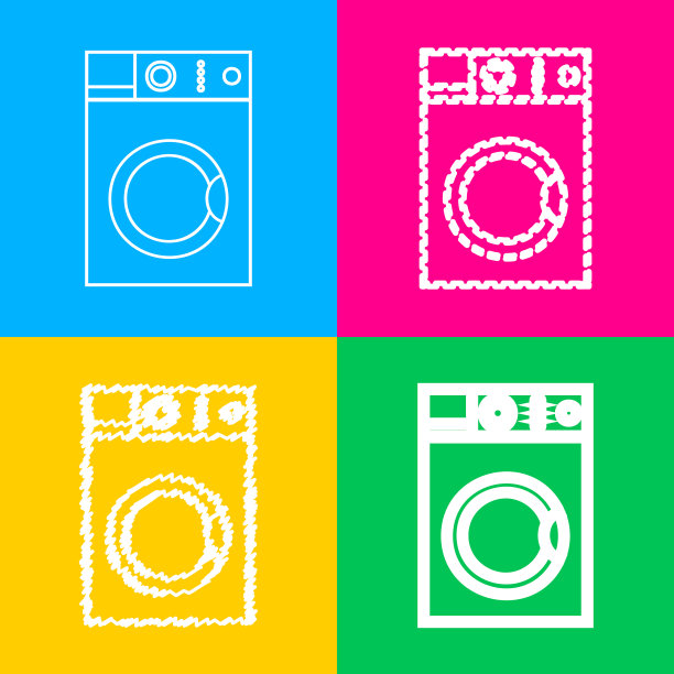 洗衣机标志四款款式上的图标图片下载
