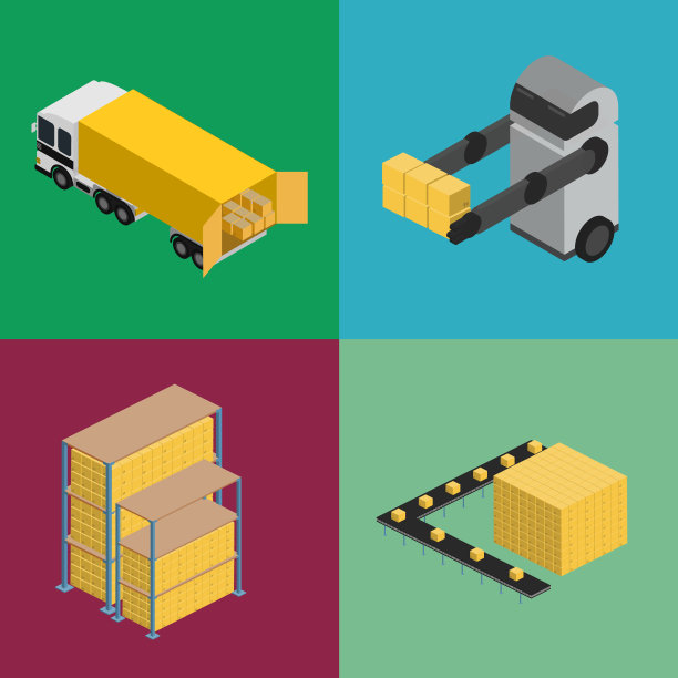 仓库物流等距图标集图片下载