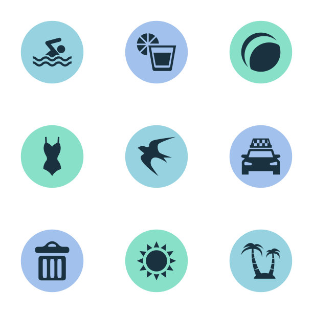 一套简单的海边图标图片下载