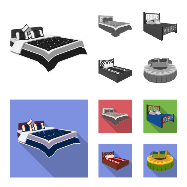 不同的床单色平面图标设置图片下载