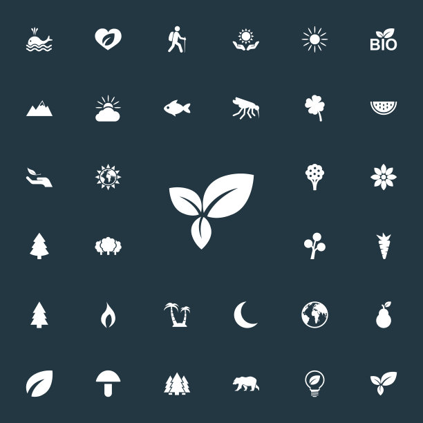 一组简单的生物图标图片下载