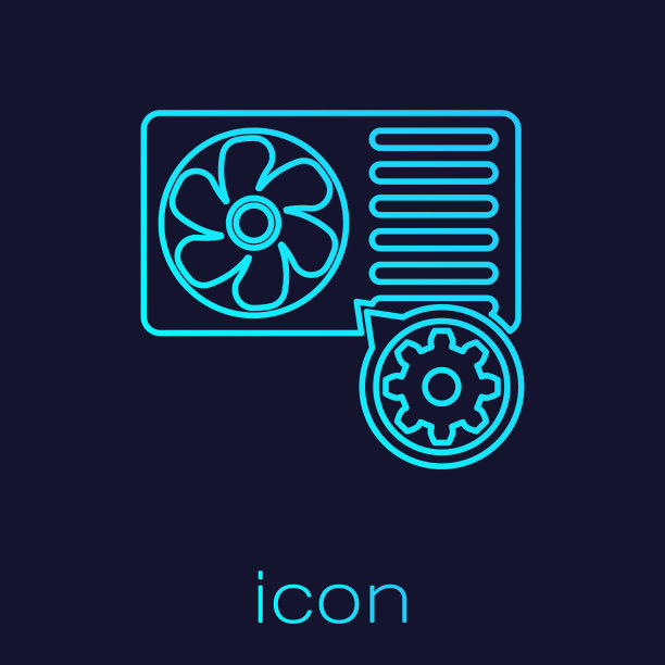 绿松石空调和齿轮线图标图片下载