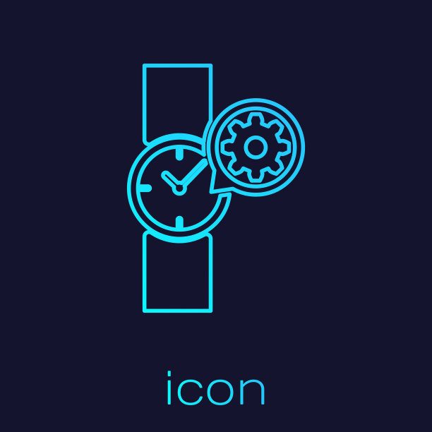 绿松石腕表和齿轮线图标隔离图片下载