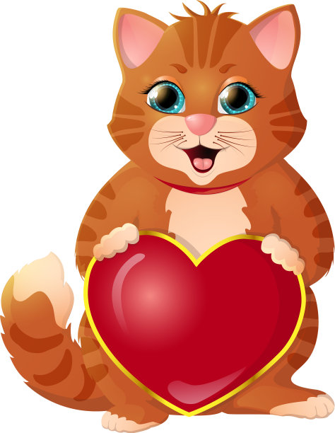 白色背景上的姜黄色小猫图片下载