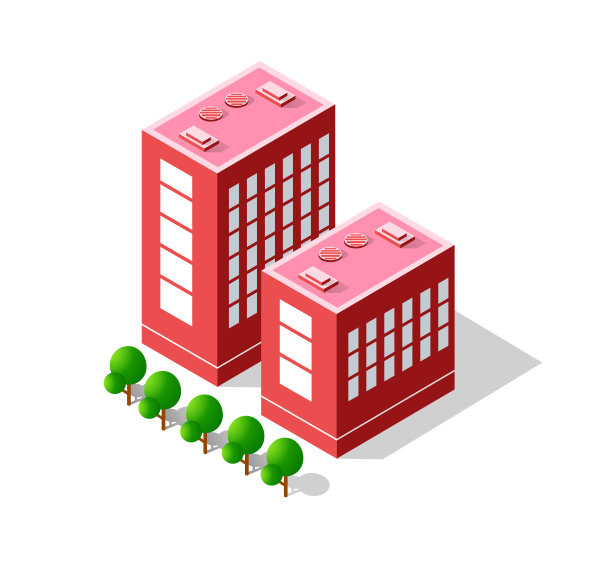 多彩的三维等距城市图片下载