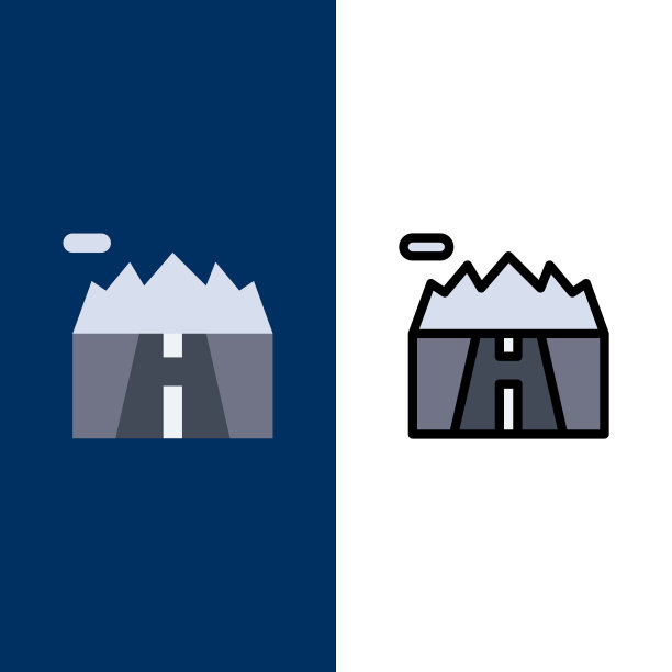 风景山川风景大道，图标平坦图片下载