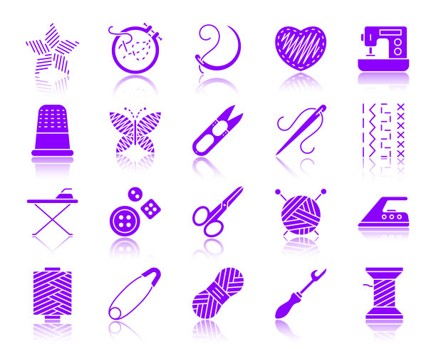 刺绣颜色剪影图标集图片下载