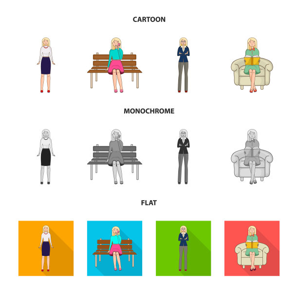 孤立物体姿态和情绪符号集图片下载