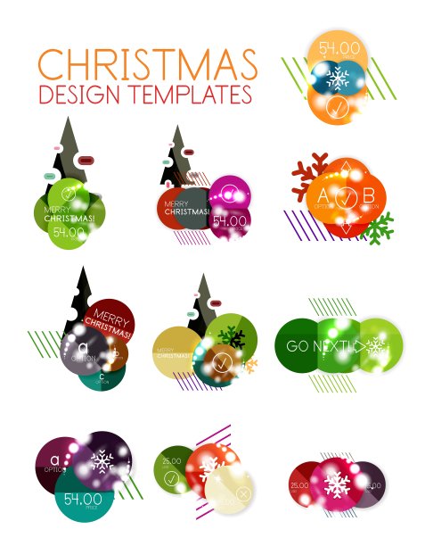 圣诞节和新年销售贴纸模板图片下载