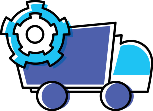 带齿轮的送货服务车图片下载