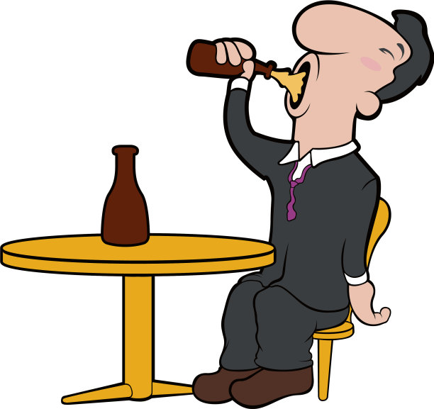 快乐的卡通人物喝啤酒图片下载