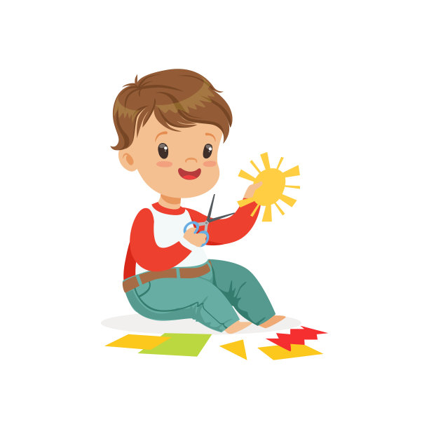 可爱的男孩剪一个应用细节的孩子图片下载