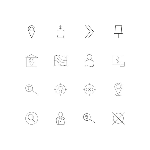 地图和导航简单的线性图标集图片下载